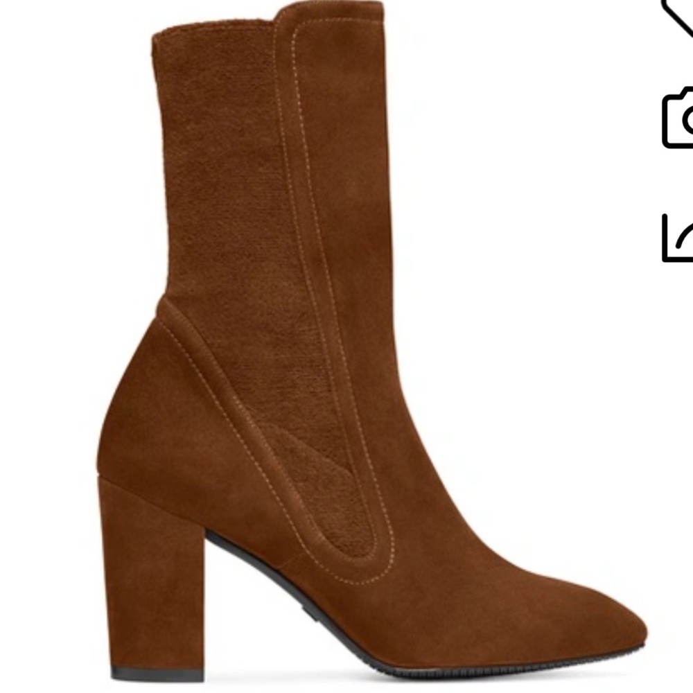 Stuart Weitzman The Fifer 80 Bootie In Coffee Brown Suede With Stretch